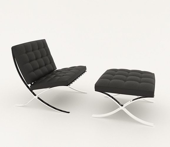 Barcelona chair and ottoman 3D model