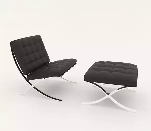 Barcelona chair and ottoman 3D model