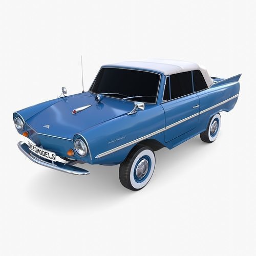 Amphicar 770 Blue Top Up Low-poly 3D model
