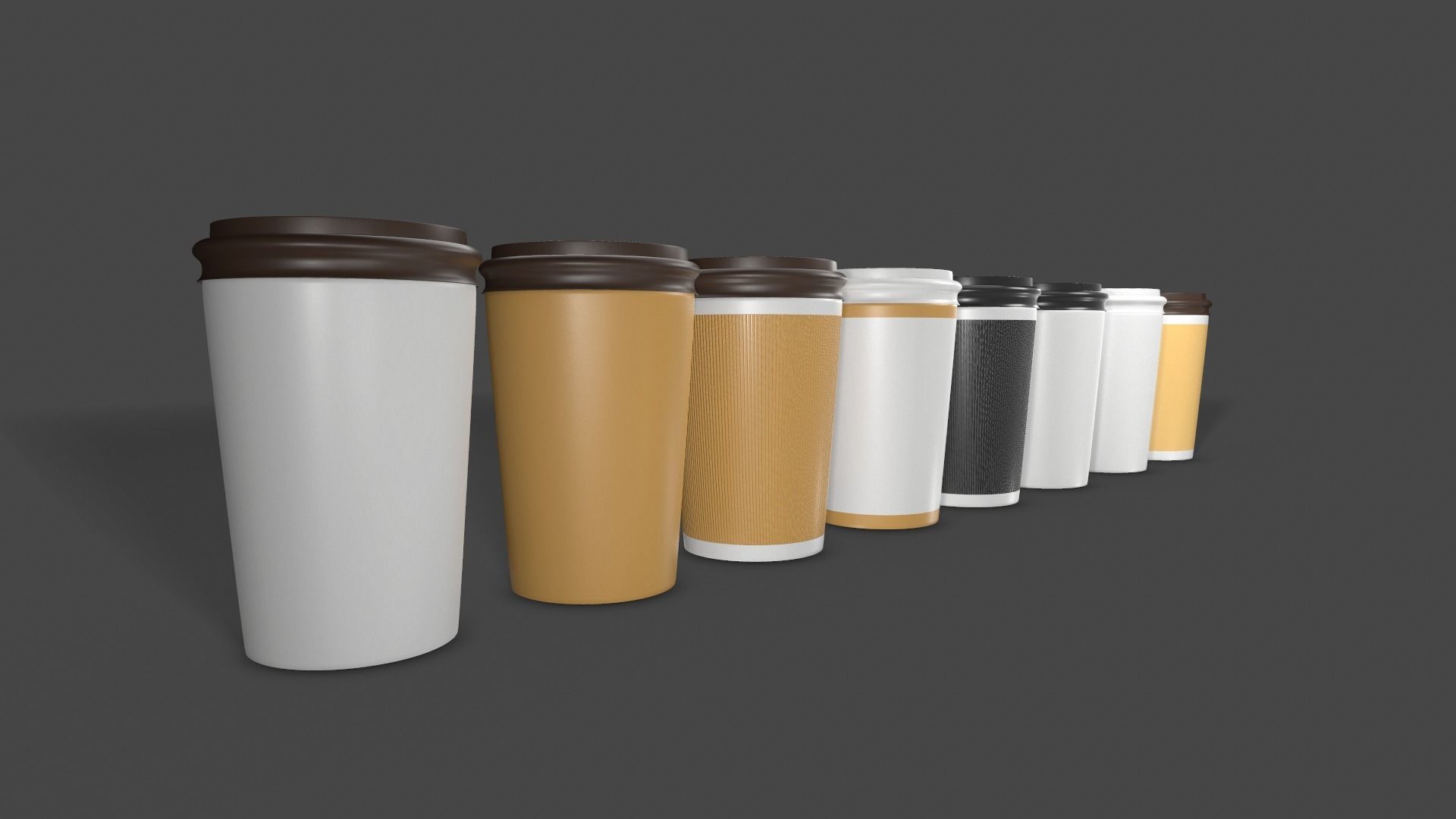 3D Paper Coffee Cups model 3D model_1