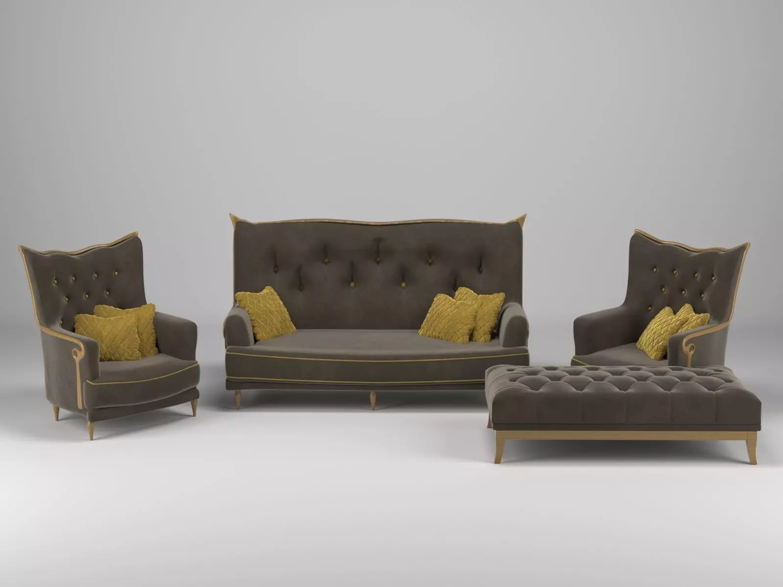 classic salon capitone collection 3 peices 3D model