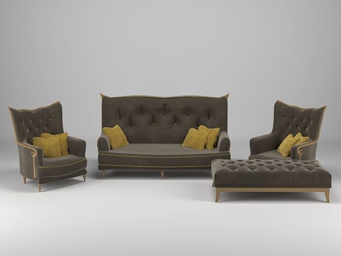 classic salon capitone collection 3 peices 3D model