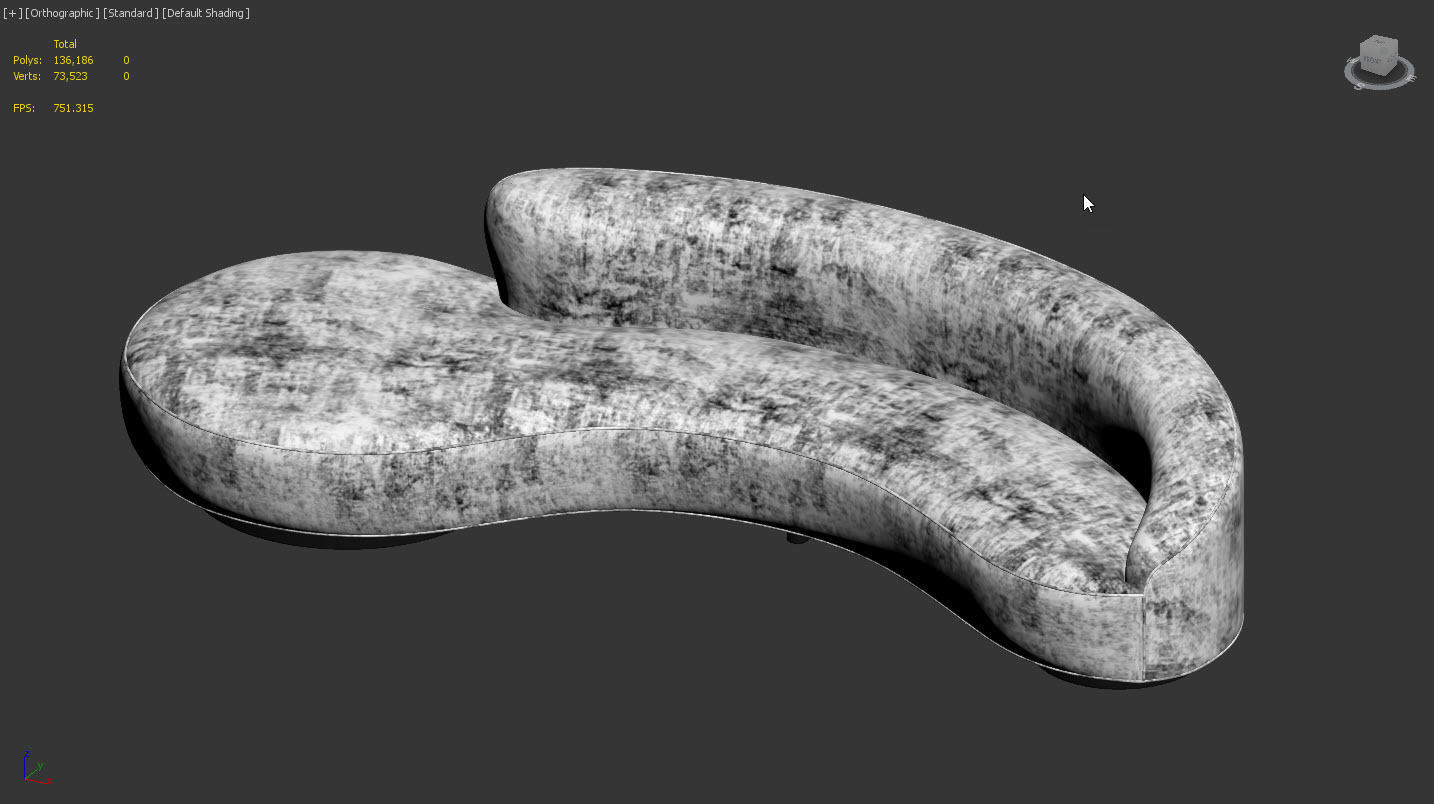 Serpentine Sofa with Arm by Vladimir Kagan 3D model_10