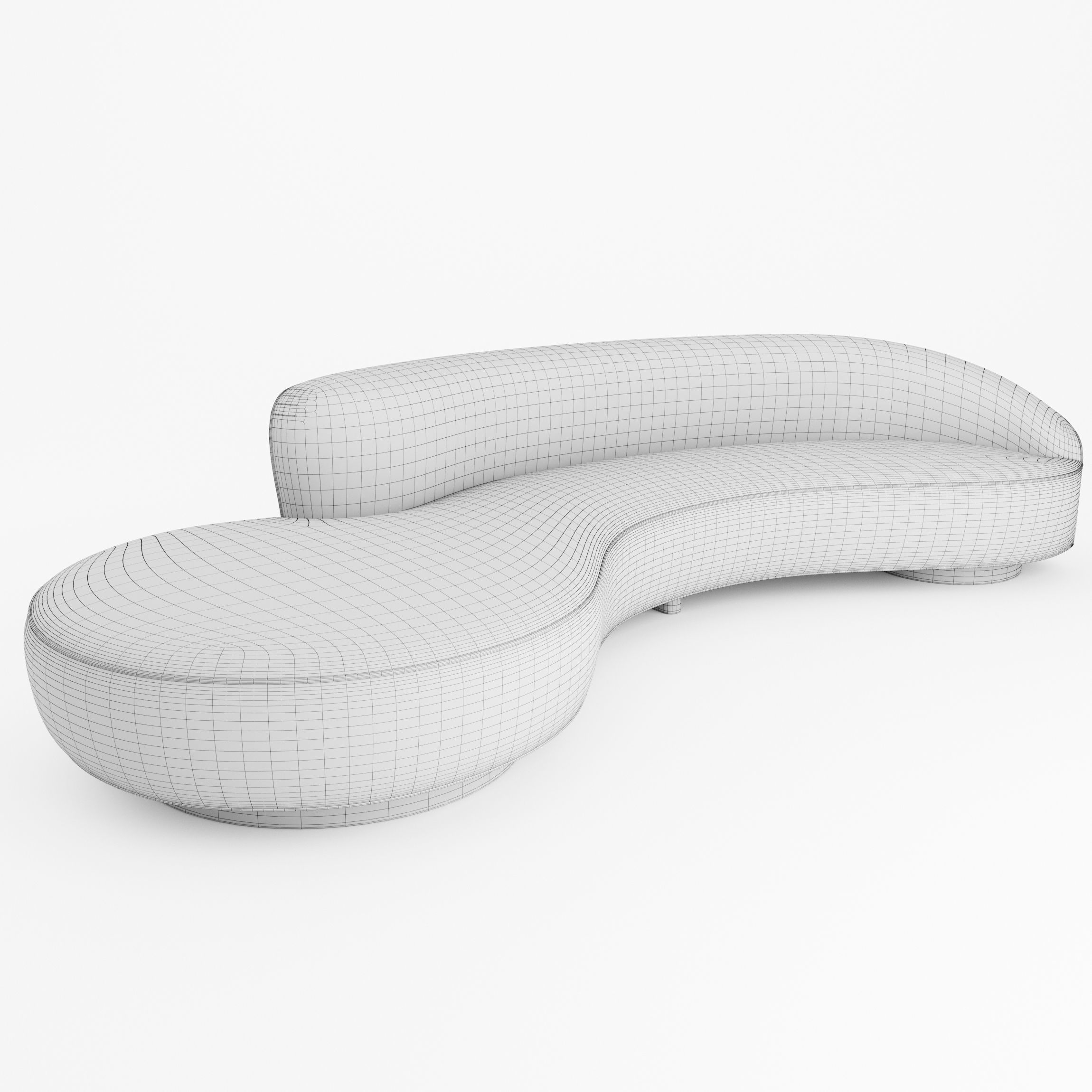 Serpentine Sofa with Arm by Vladimir Kagan 3D model_5