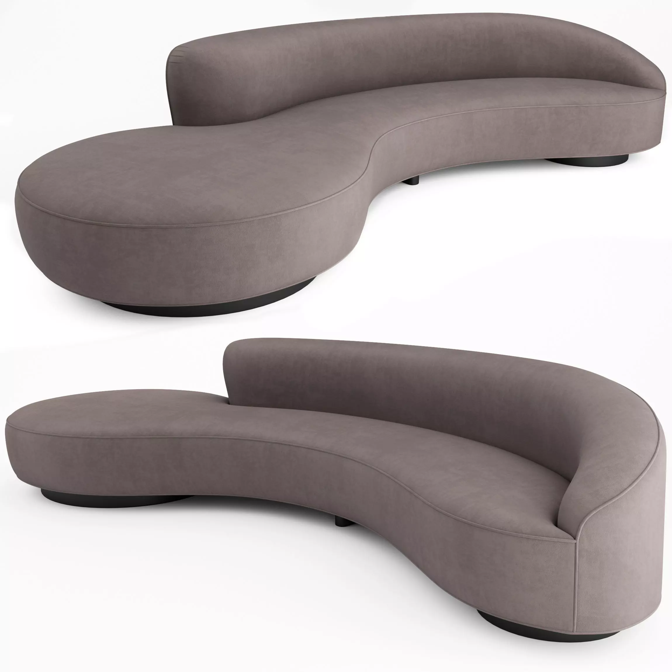 Serpentine Sofa with Arm by Vladimir Kagan 3D model_0