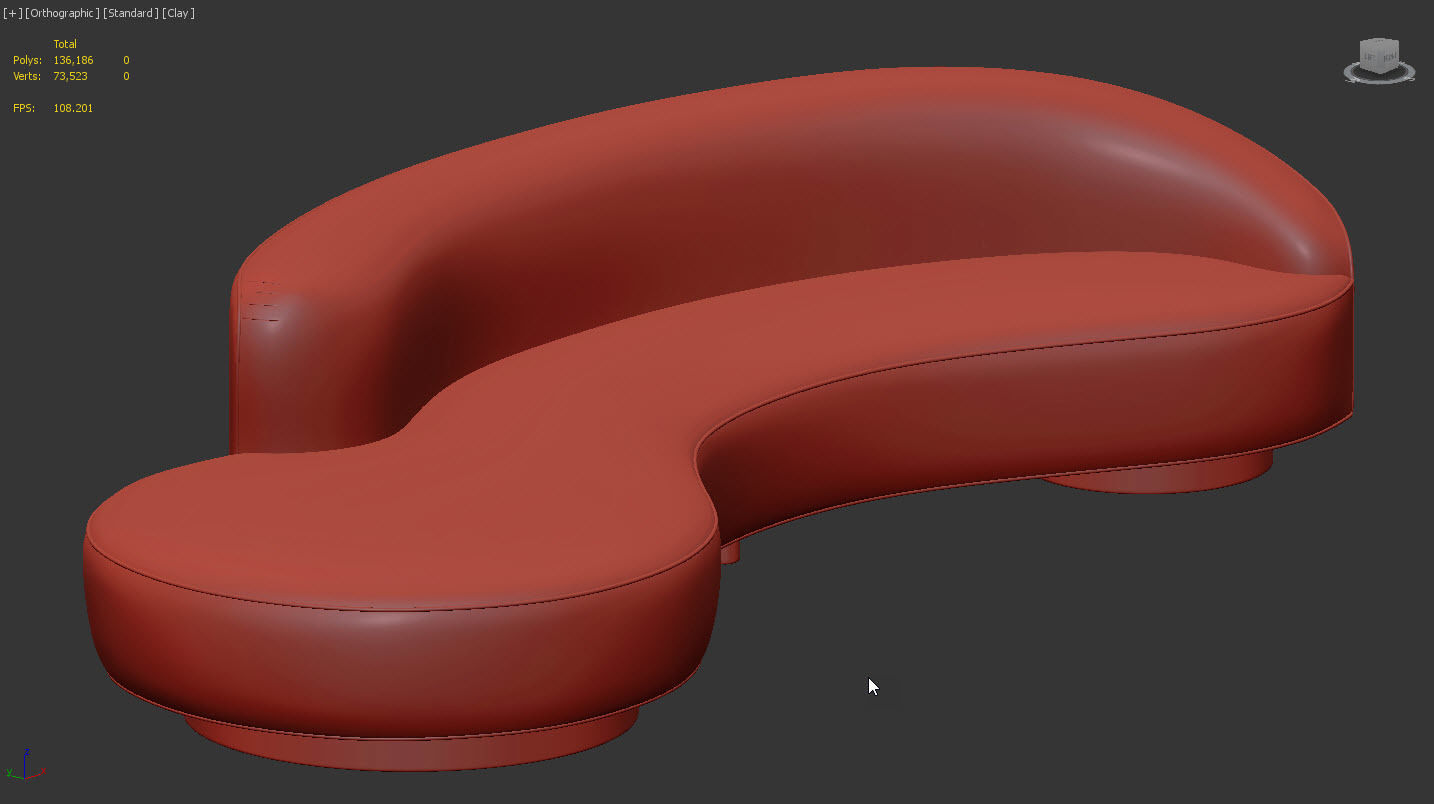 Serpentine Sofa with Arm by Vladimir Kagan 3D model_13