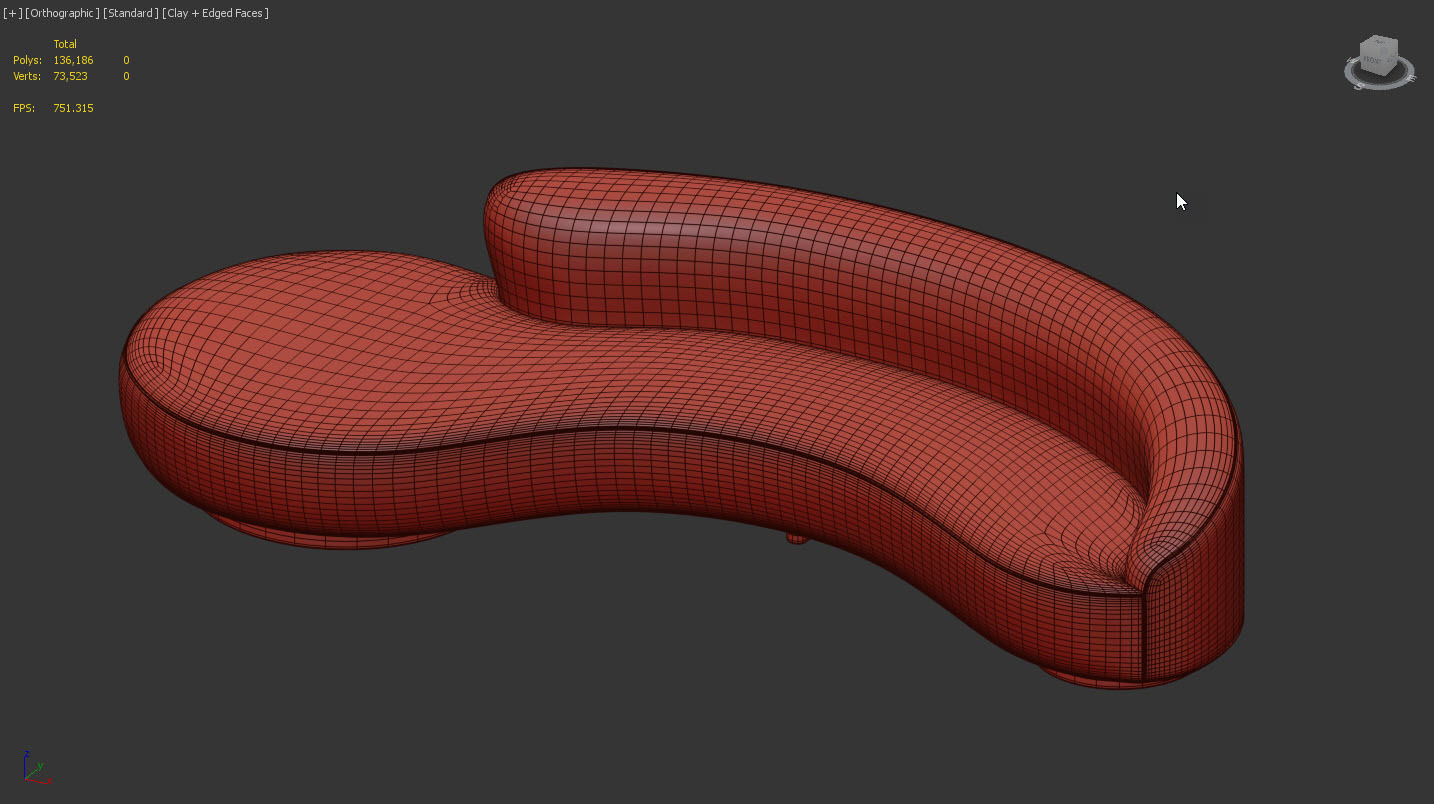 Serpentine Sofa with Arm by Vladimir Kagan 3D model_12