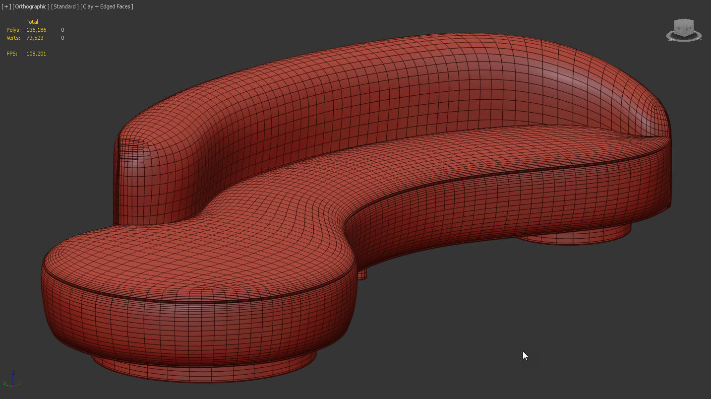 Serpentine Sofa with Arm by Vladimir Kagan 3D model_14