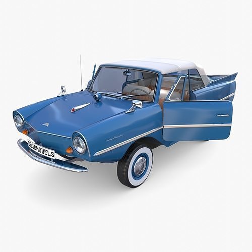 Amphicar 770 Blue w Interior Top Up 3D model