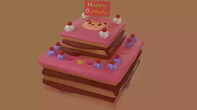 Cake Birthday V2 3D print model