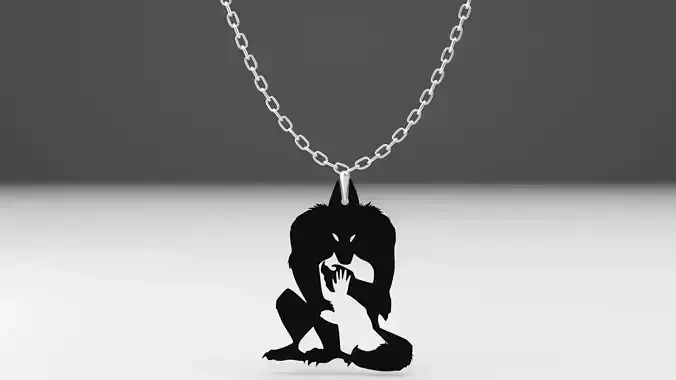 Wolf necklace werewolf girl  3D print model