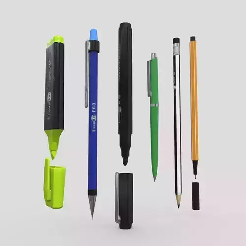 Pen Pack Low-poly 3D model