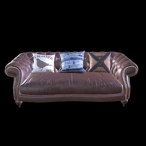Sofa DIANA CHESTER Baxter with three pillows Low-poly 3D model