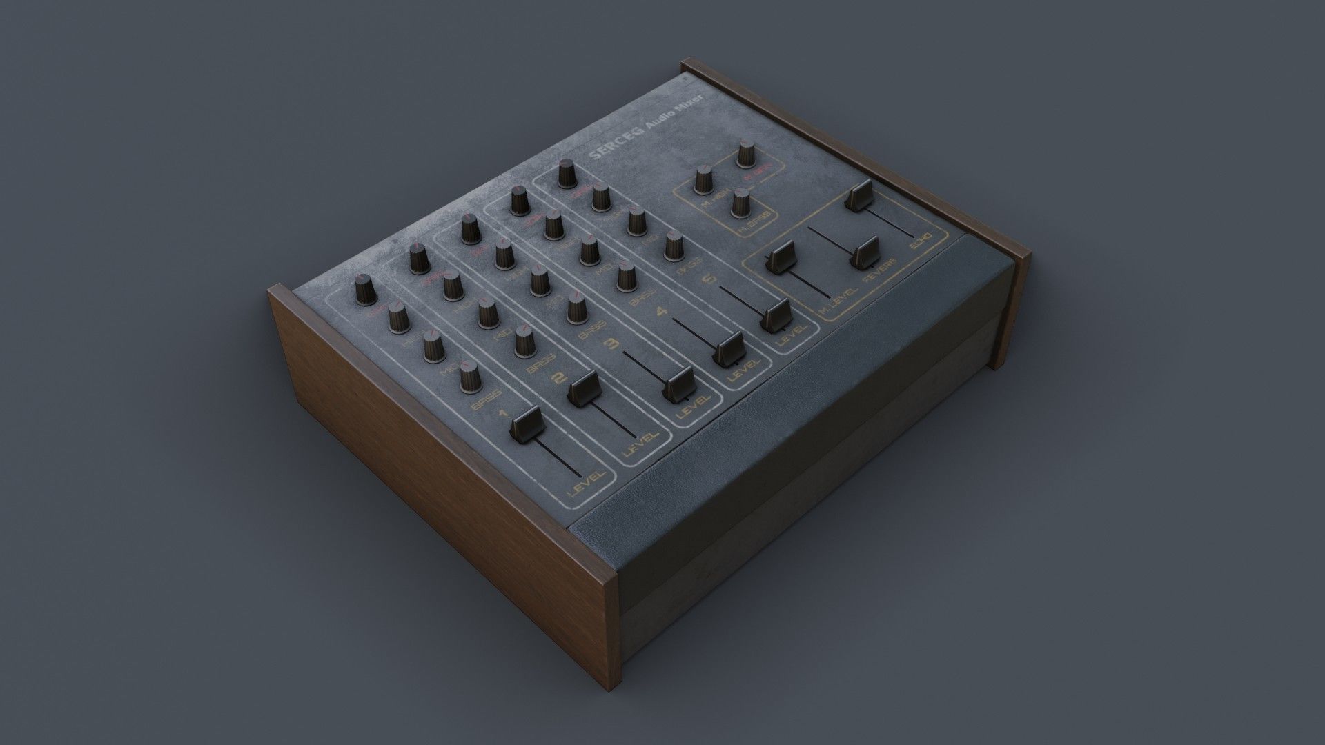Vintage Audio Mixer Low-poly 3D model_27