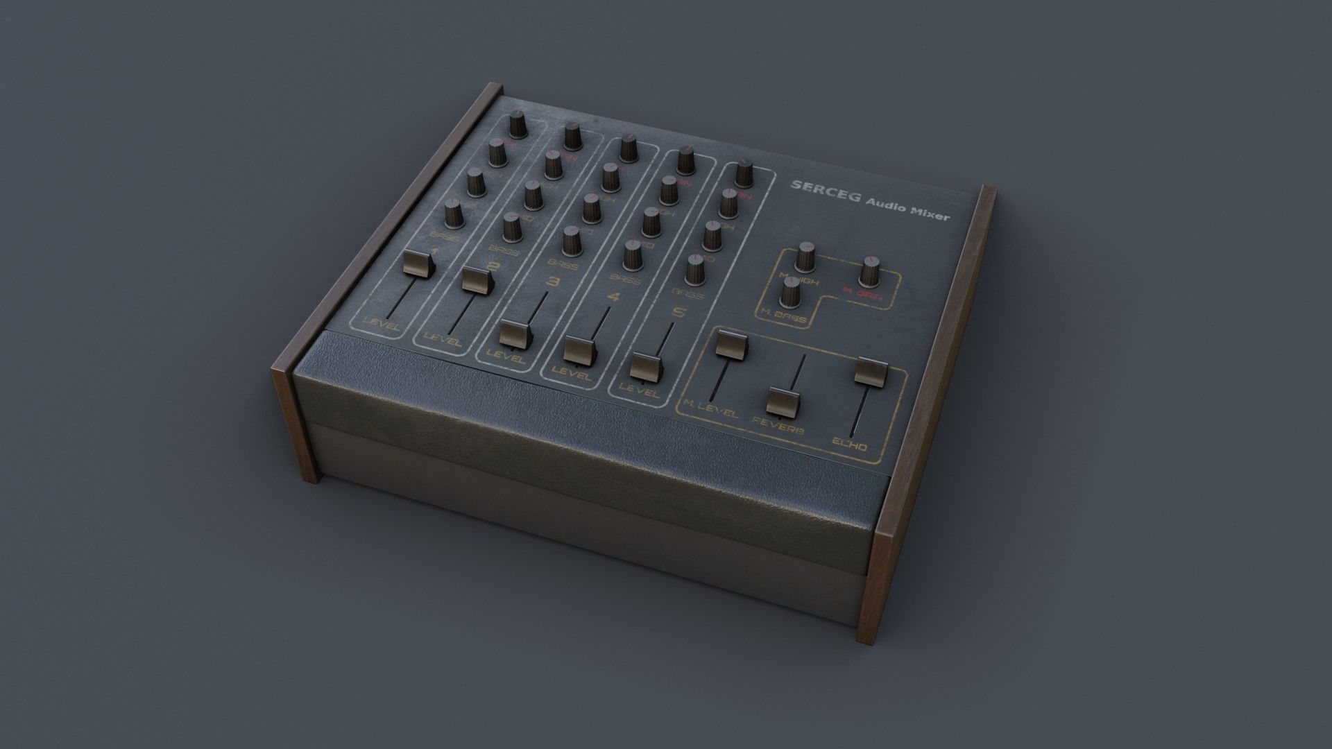 Vintage Audio Mixer Low-poly 3D model_33