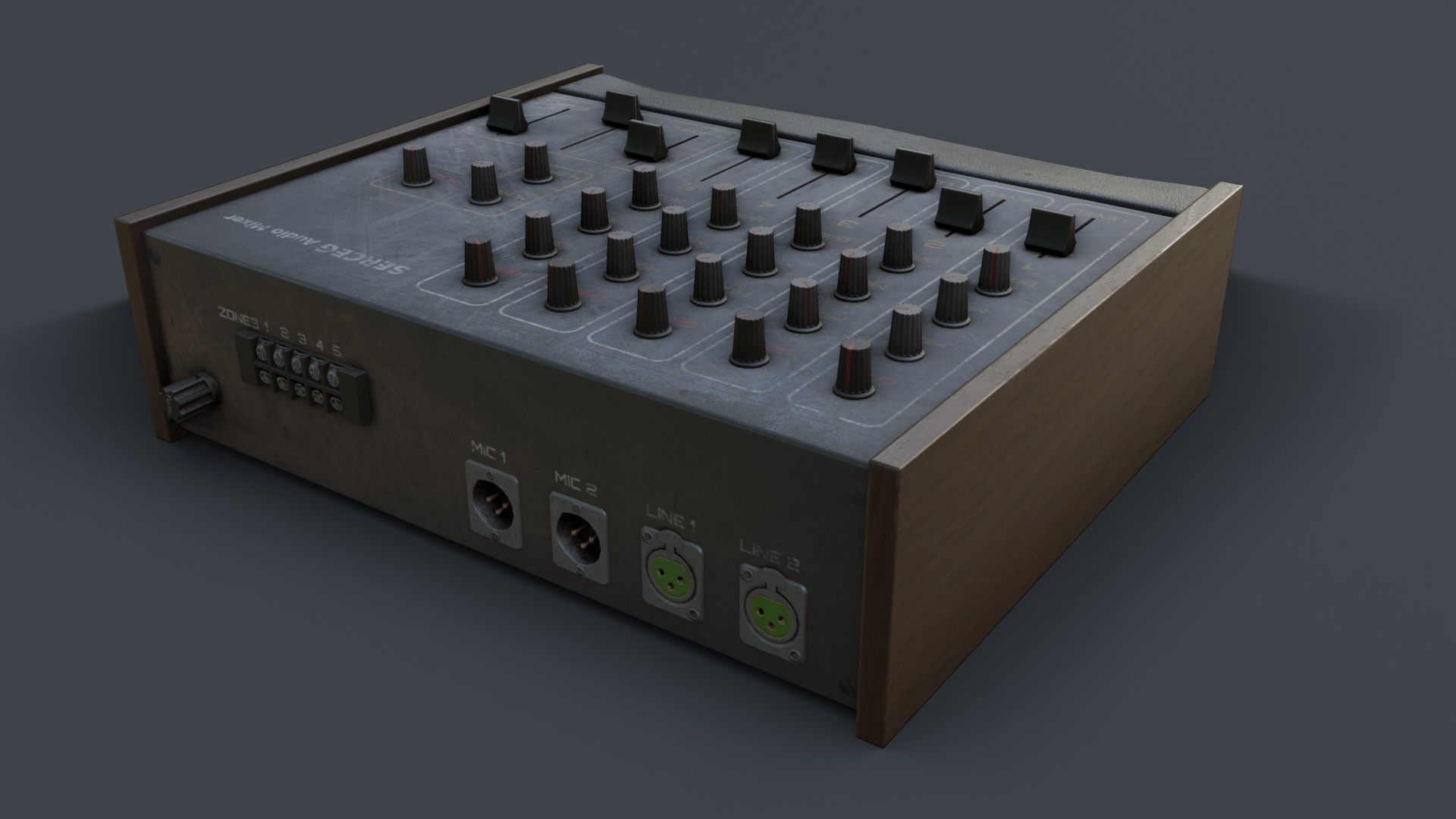 Vintage Audio Mixer Low-poly 3D model_38