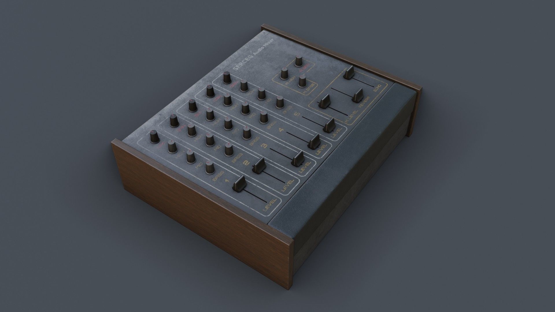 Vintage Audio Mixer Low-poly 3D model_26
