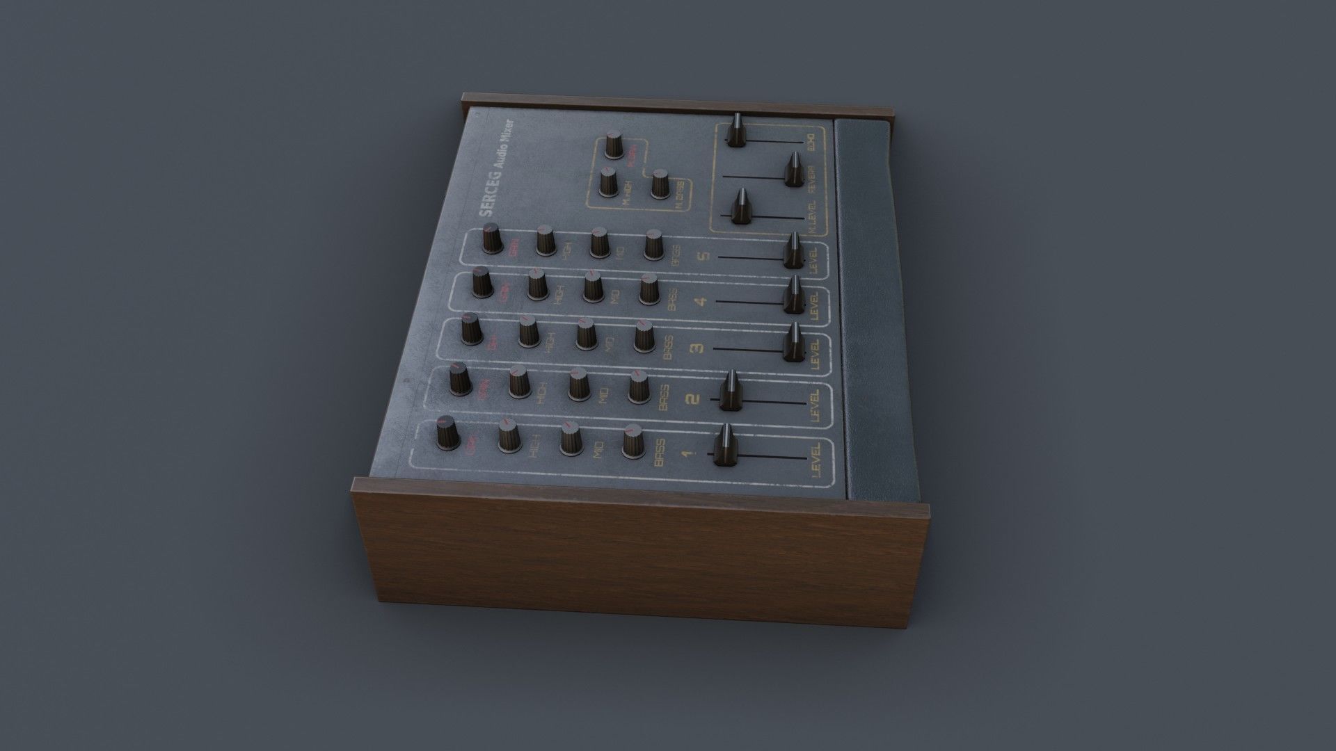 Vintage Audio Mixer Low-poly 3D model_23