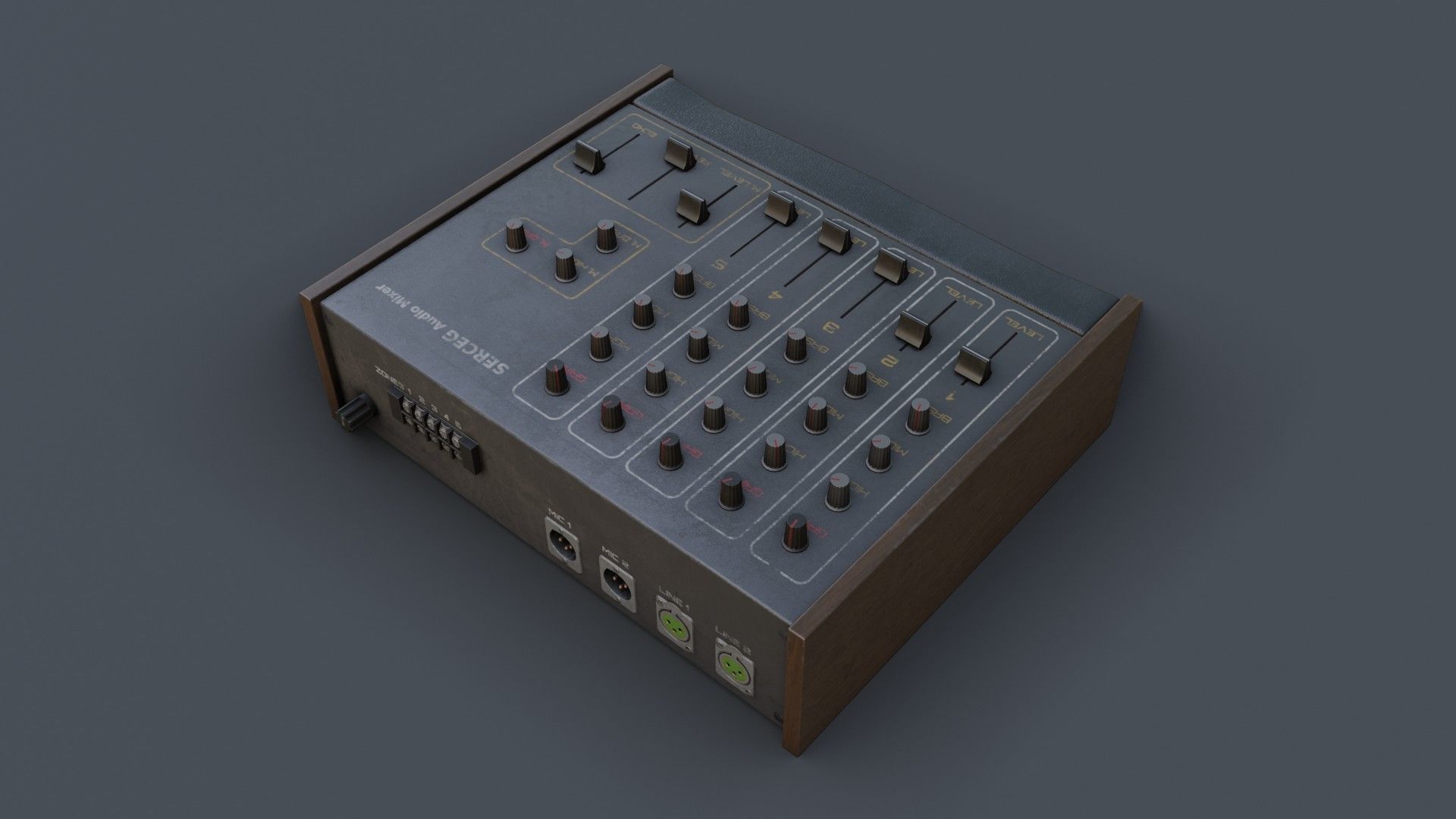 Vintage Audio Mixer Low-poly 3D model_18