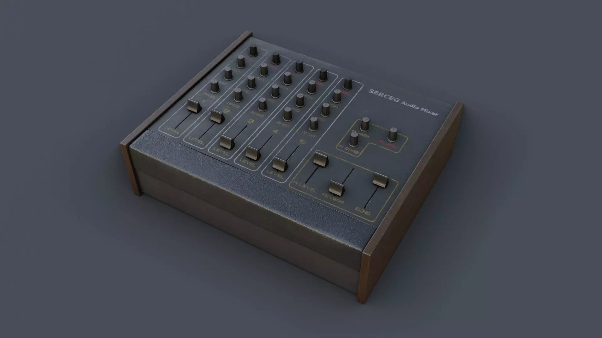 Vintage Audio Mixer Low-poly 3D model_0