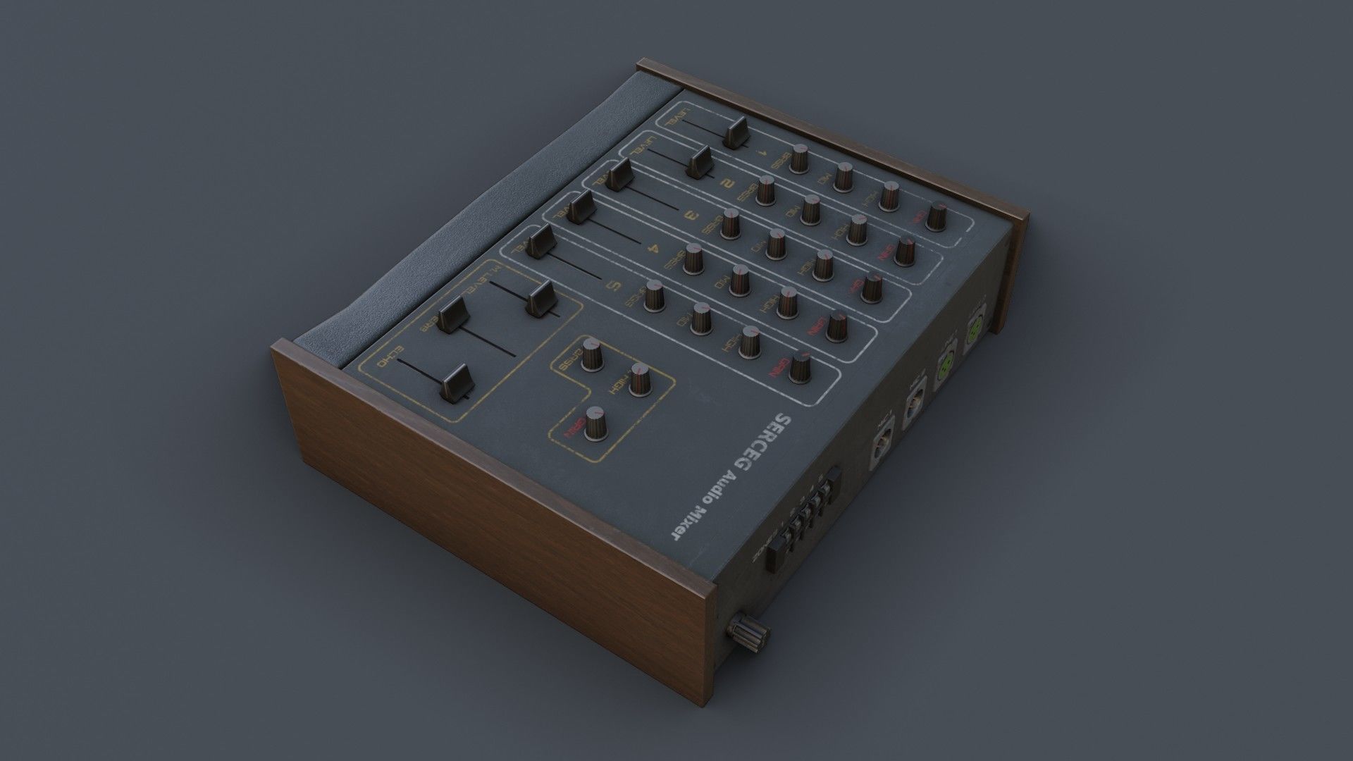 Vintage Audio Mixer Low-poly 3D model_9