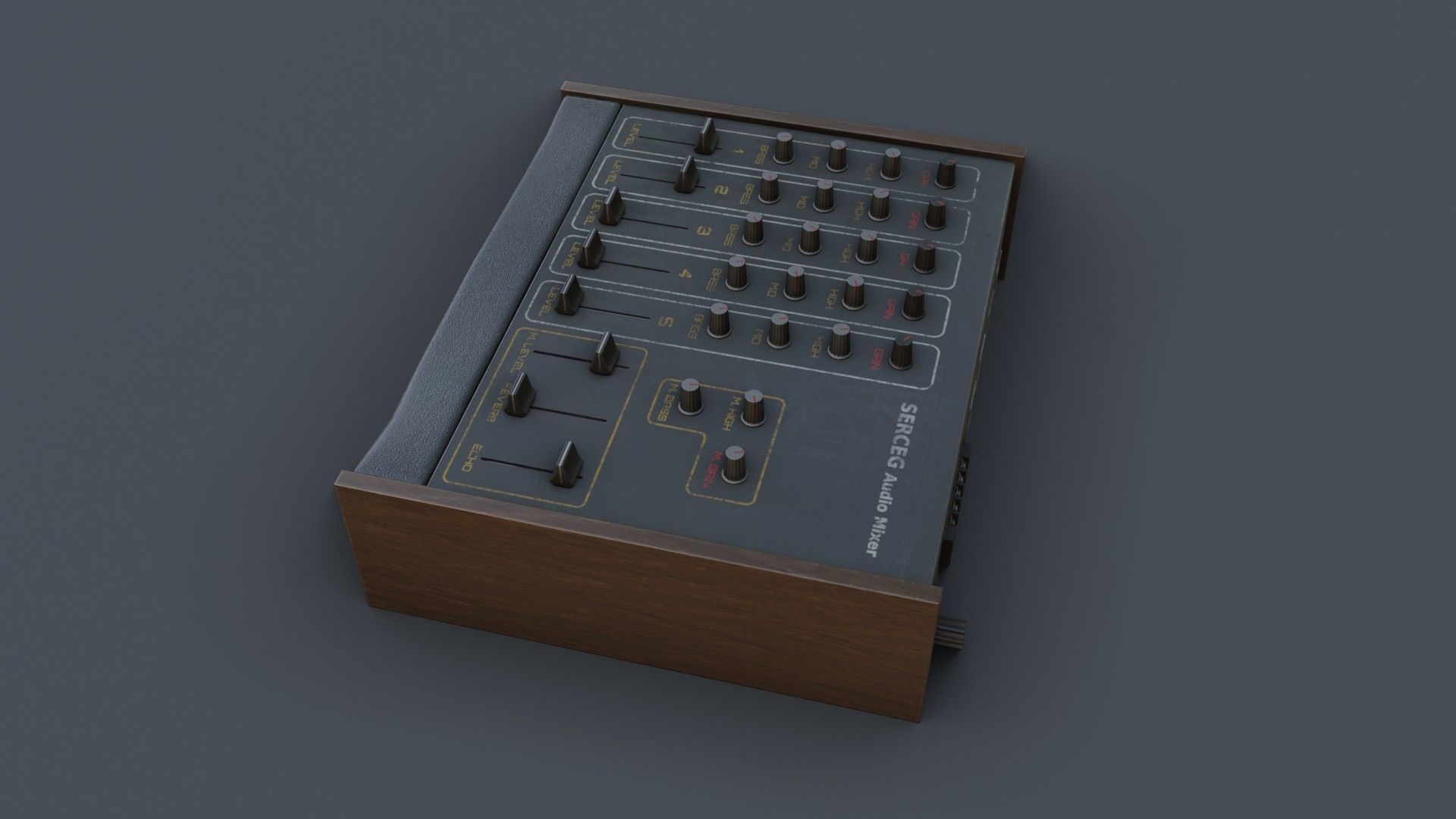 Vintage Audio Mixer Low-poly 3D model_7