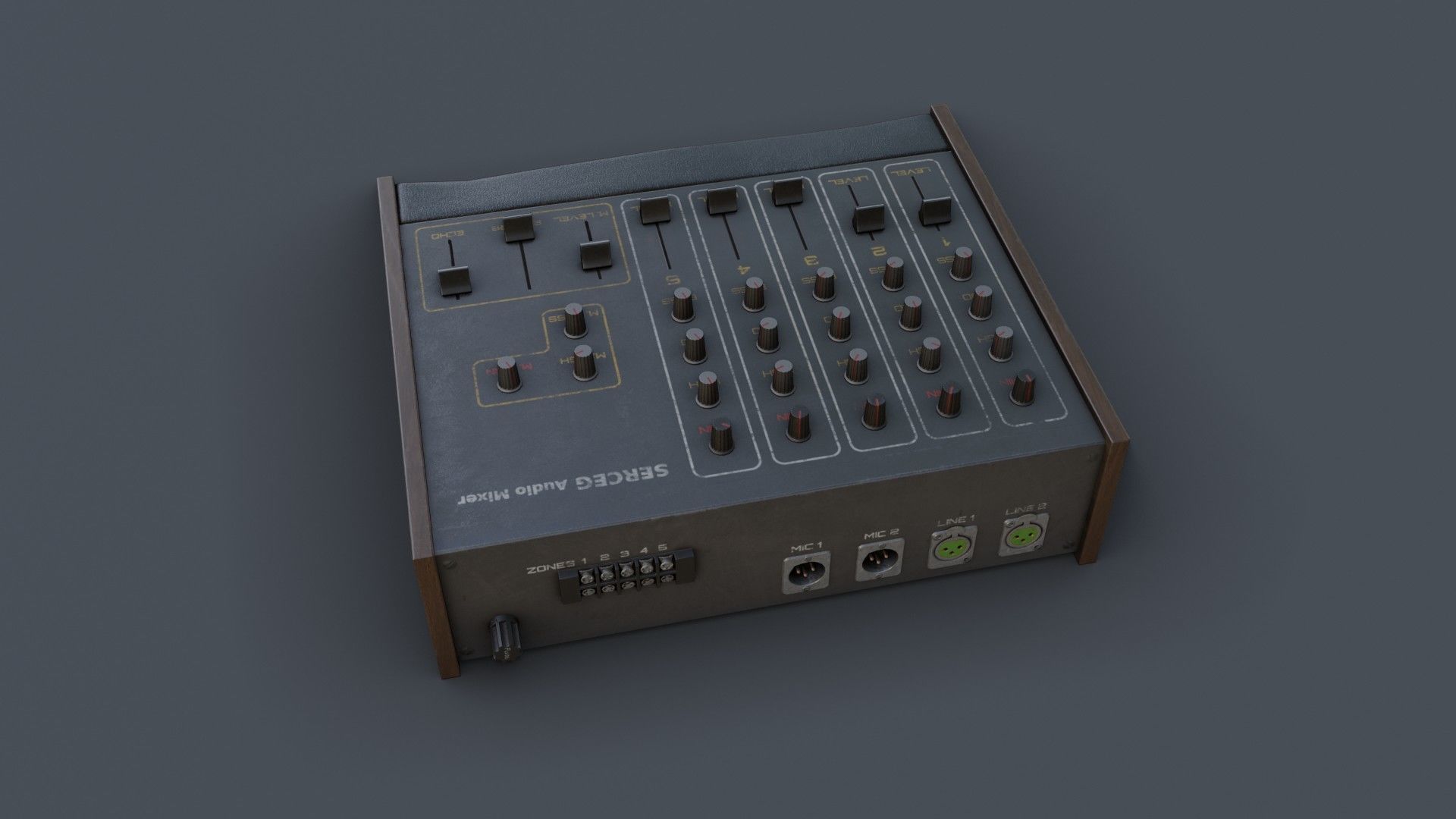 Vintage Audio Mixer Low-poly 3D model_13
