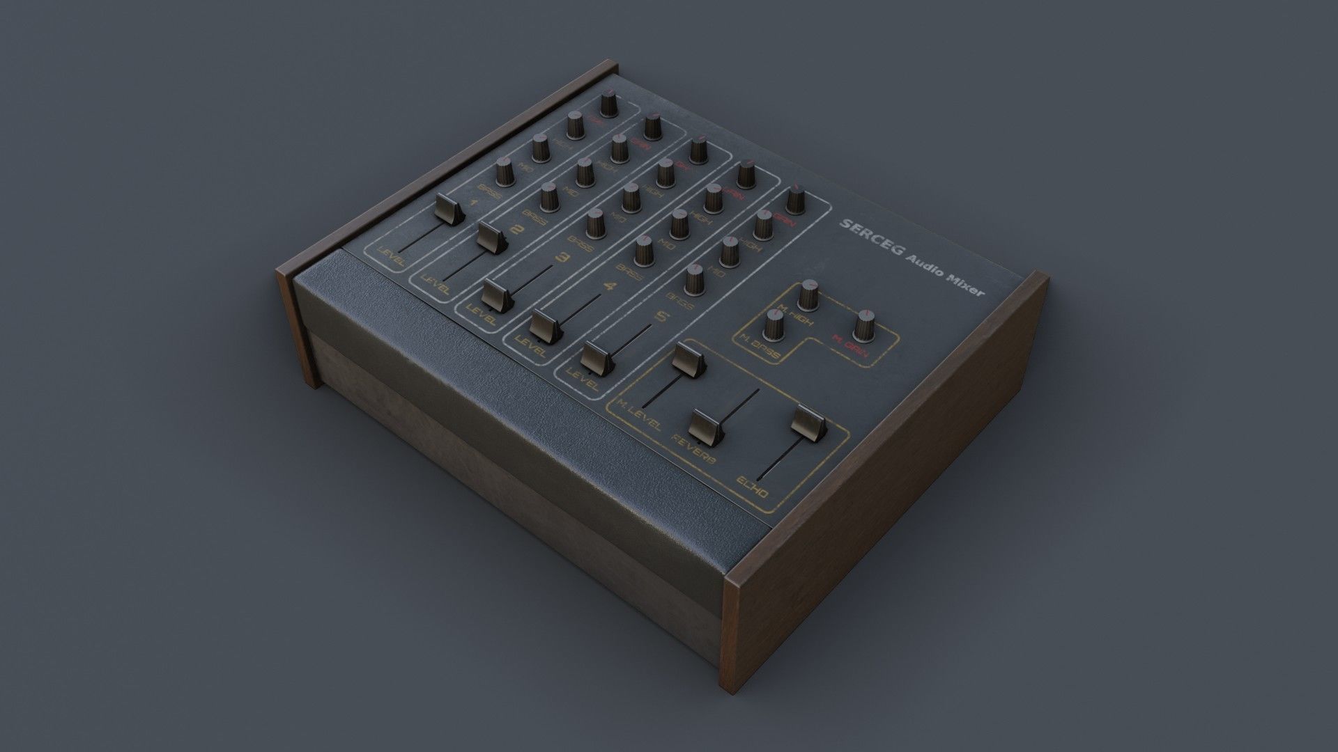 Vintage Audio Mixer Low-poly 3D model_1