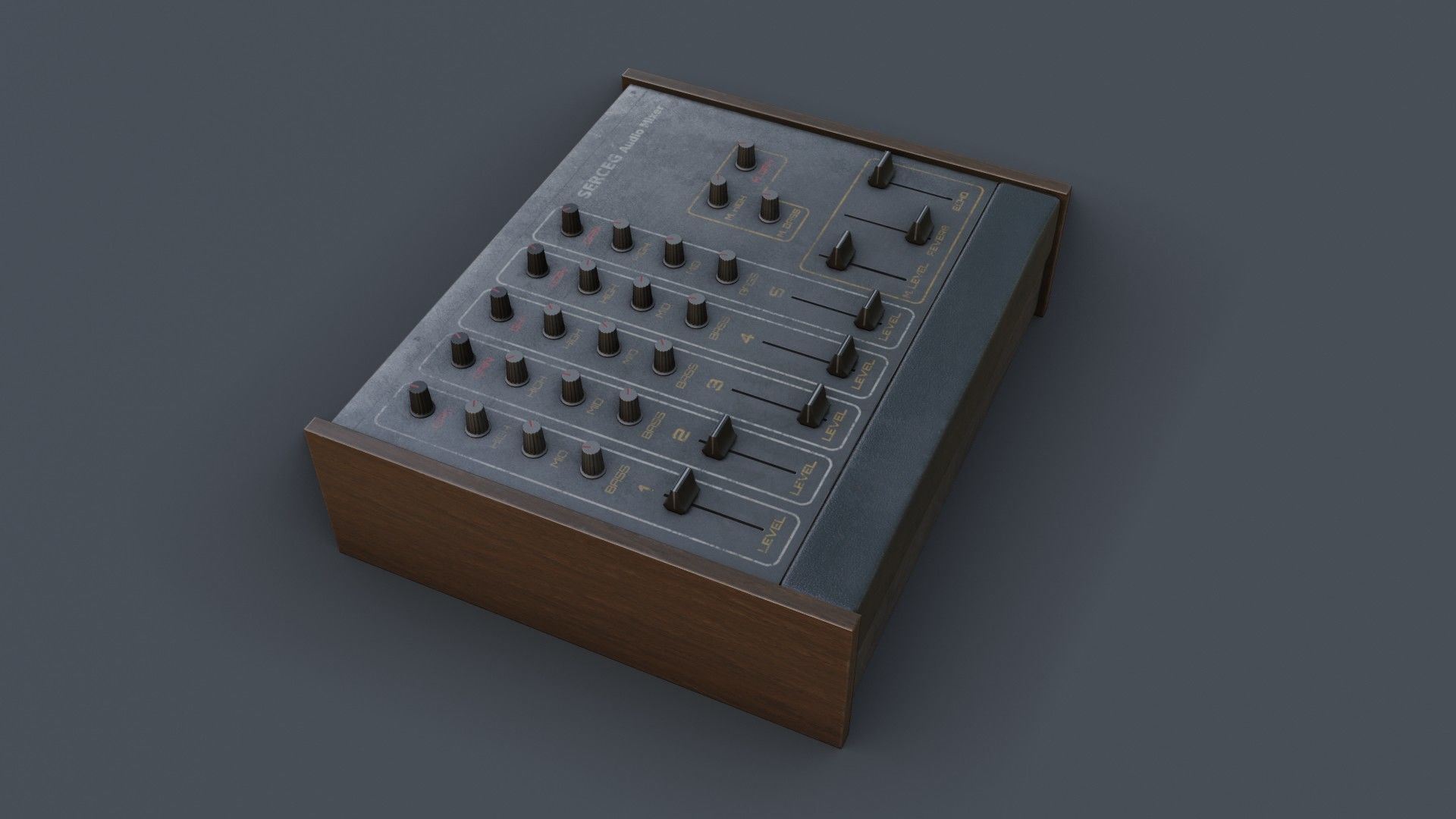 Vintage Audio Mixer Low-poly 3D model_25