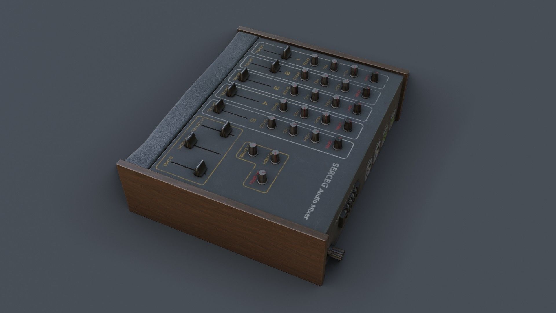 Vintage Audio Mixer Low-poly 3D model_8