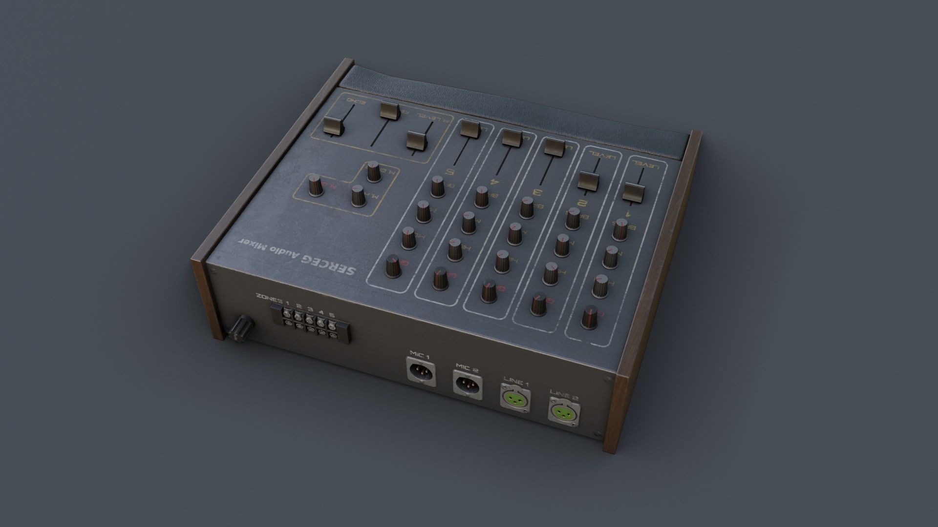 Vintage Audio Mixer Low-poly 3D model_16