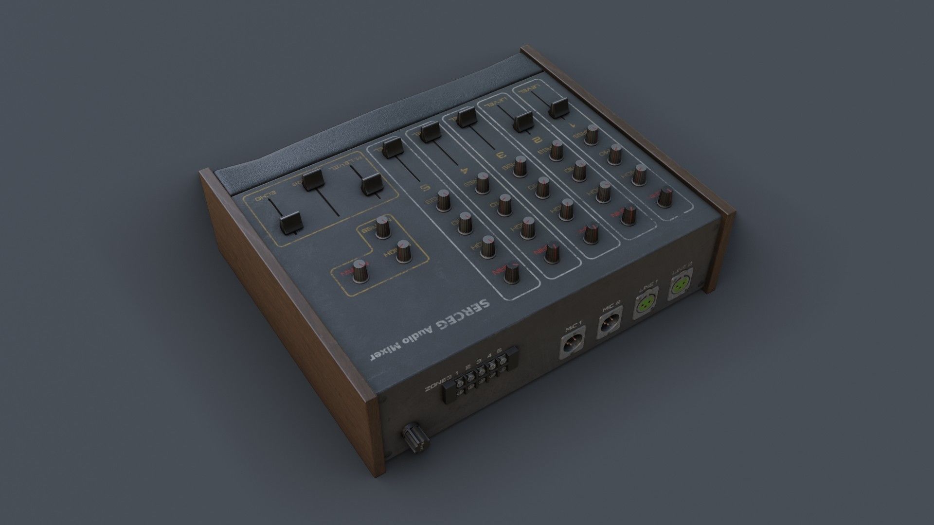 Vintage Audio Mixer Low-poly 3D model_11
