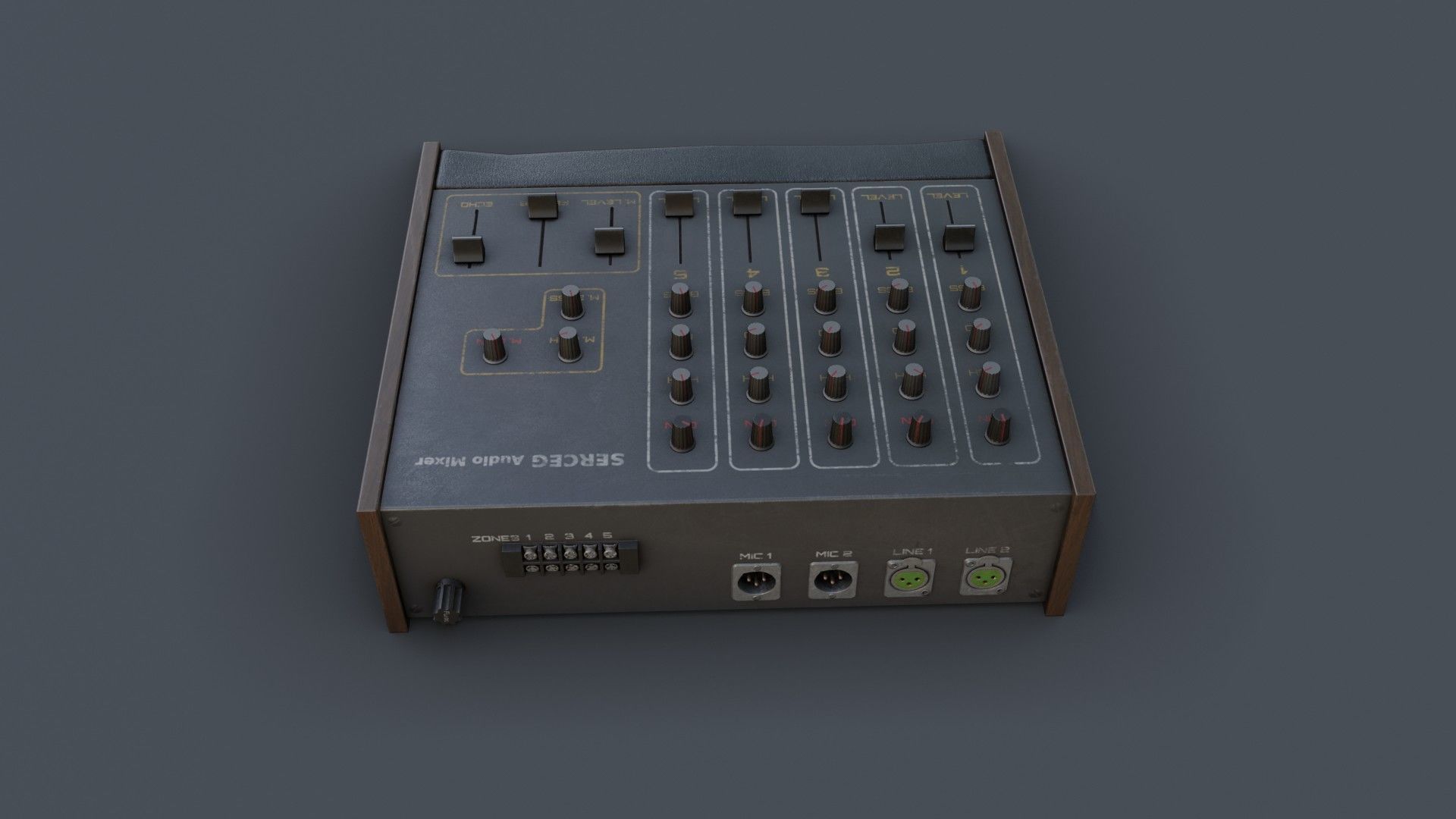 Vintage Audio Mixer Low-poly 3D model_14