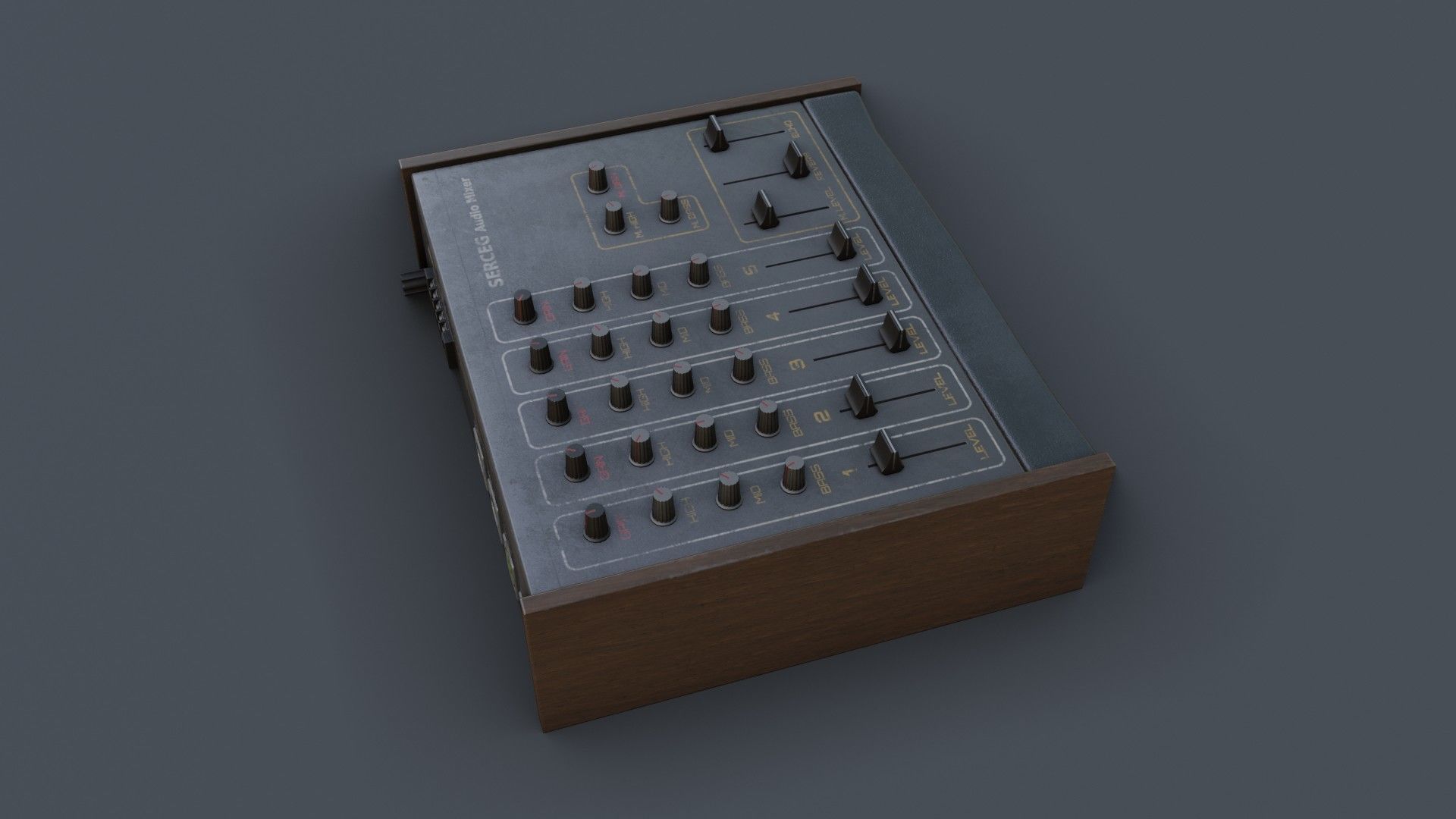 Vintage Audio Mixer Low-poly 3D model_21