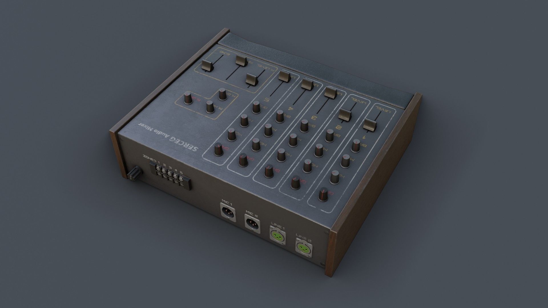 Vintage Audio Mixer Low-poly 3D model_17