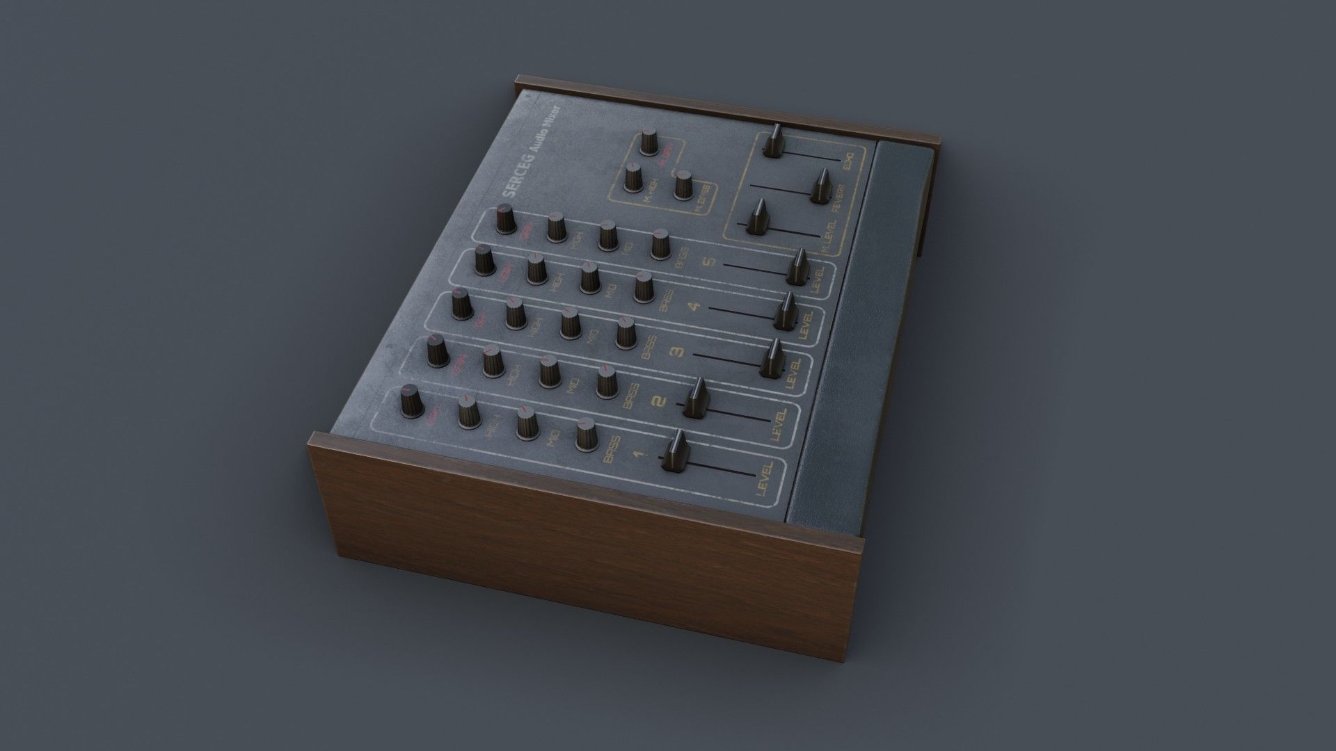 Vintage Audio Mixer Low-poly 3D model_24