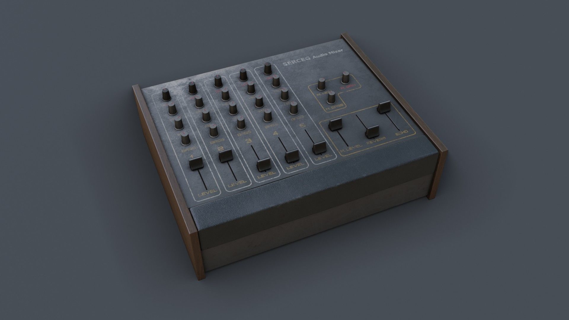 Vintage Audio Mixer Low-poly 3D model_29