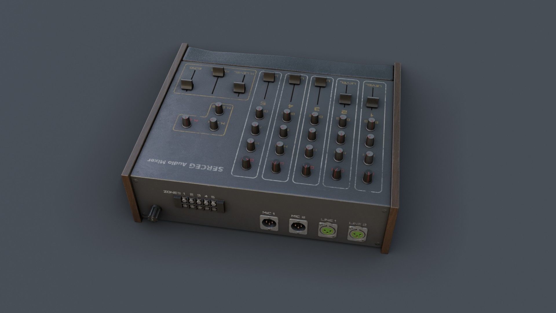 Vintage Audio Mixer Low-poly 3D model_15