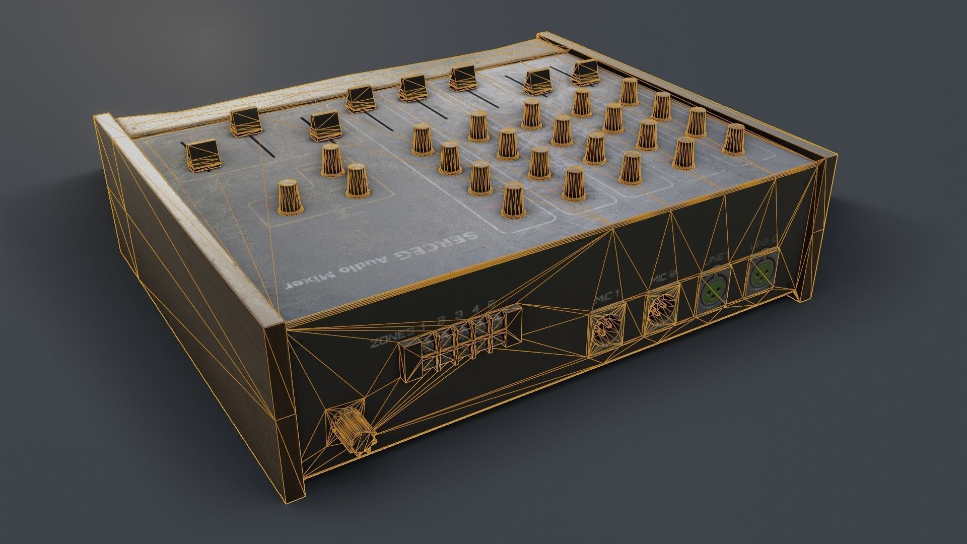 Vintage Audio Mixer Low-poly 3D model_36