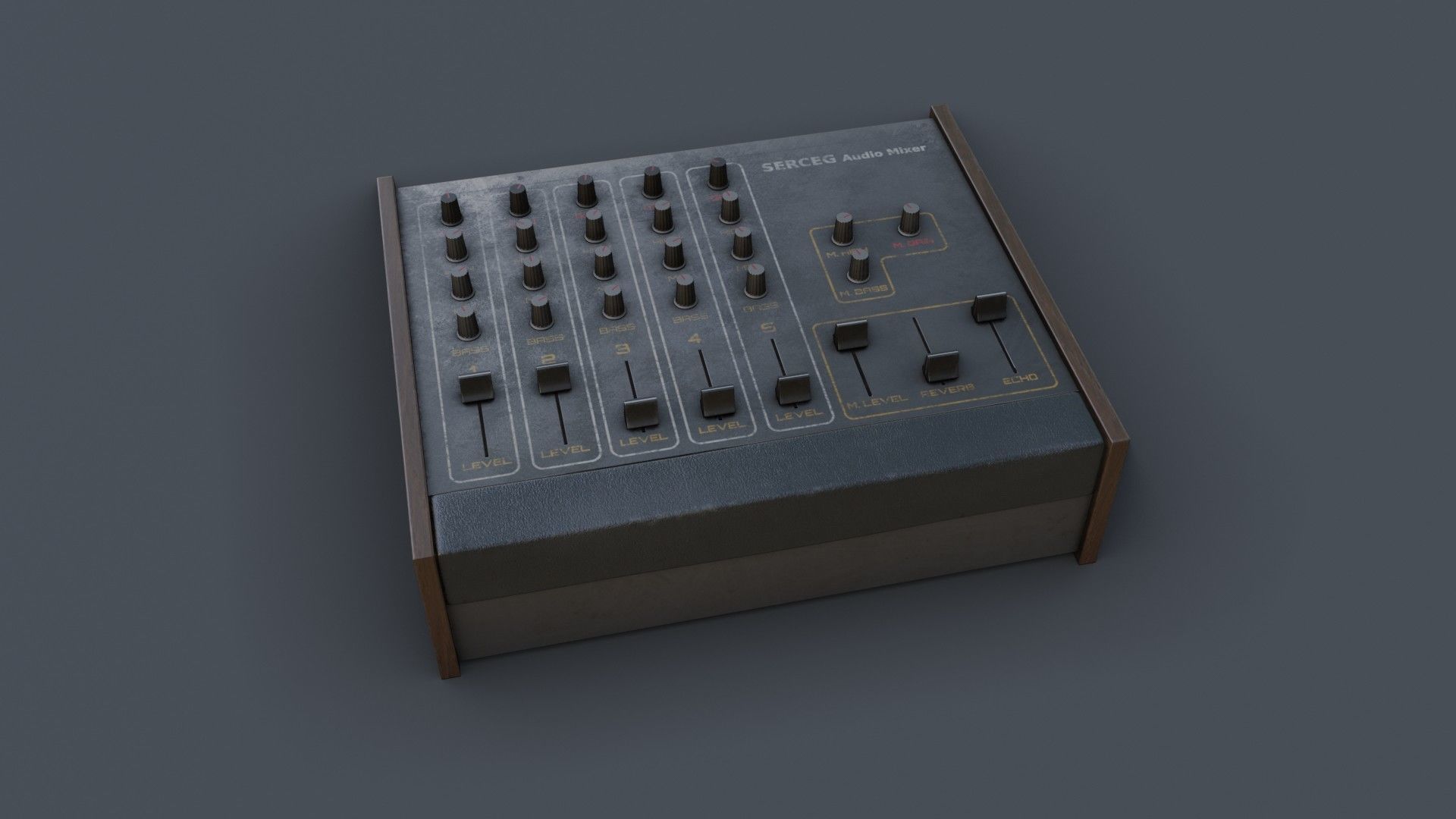 Vintage Audio Mixer Low-poly 3D model_30