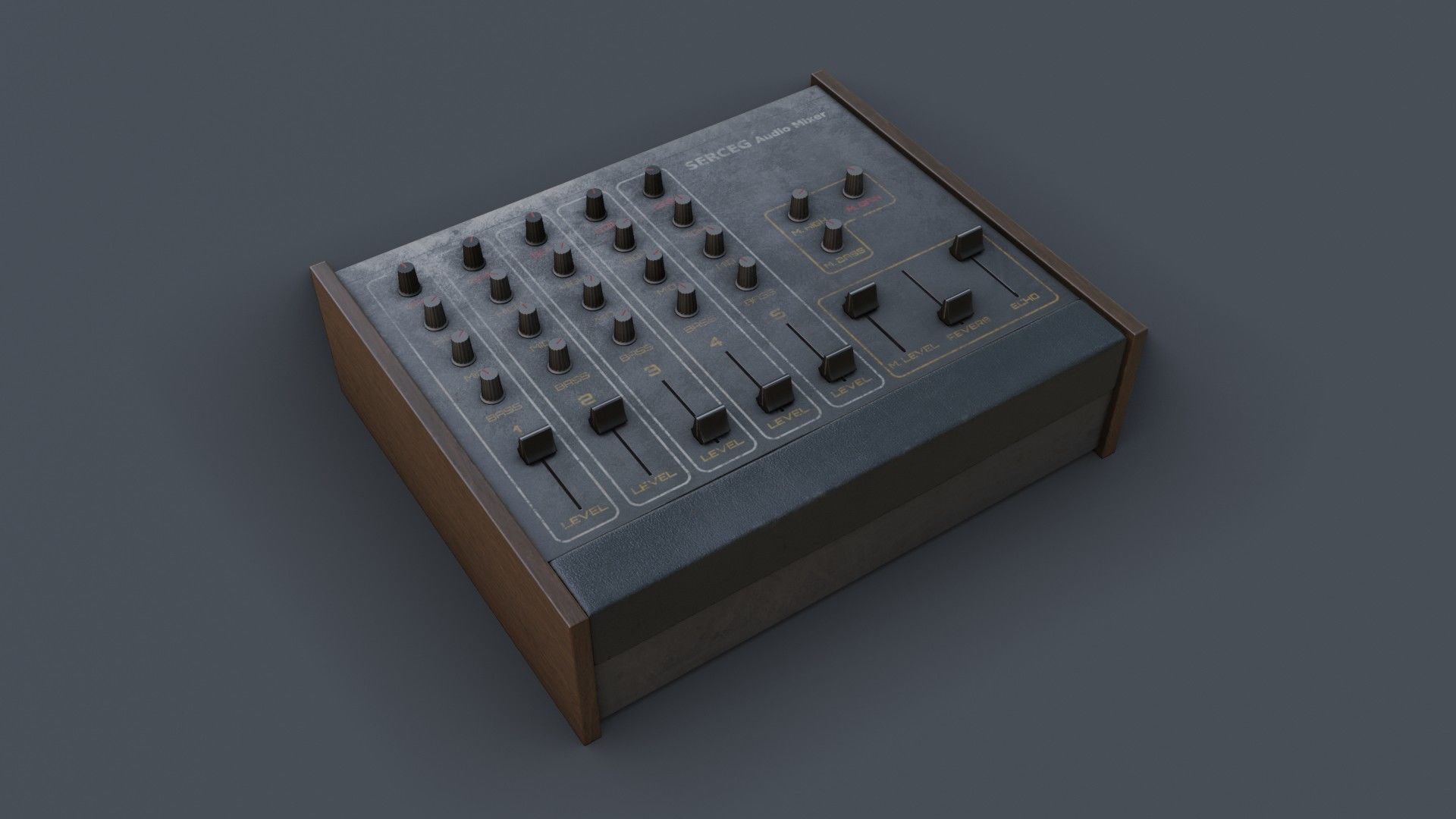Vintage Audio Mixer Low-poly 3D model_28