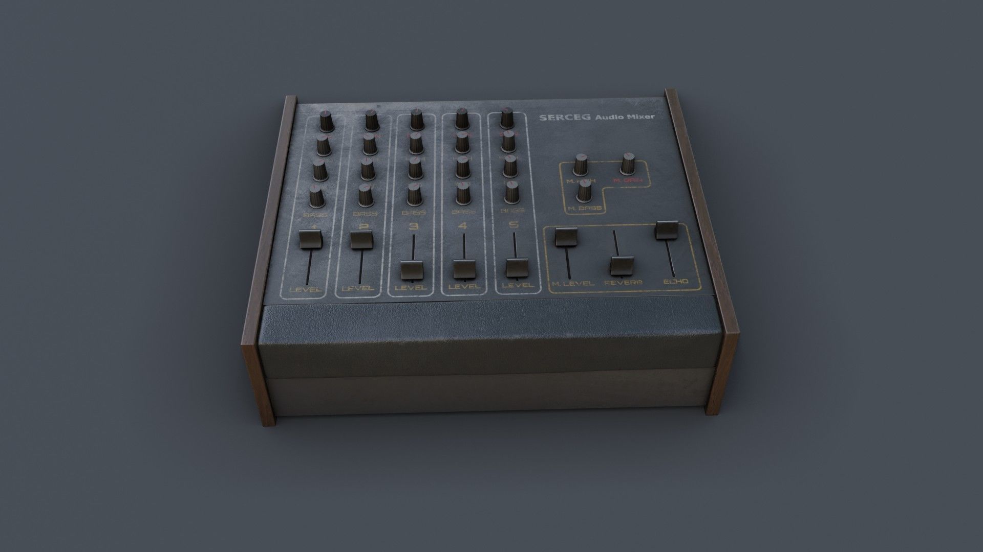 Vintage Audio Mixer Low-poly 3D model_31