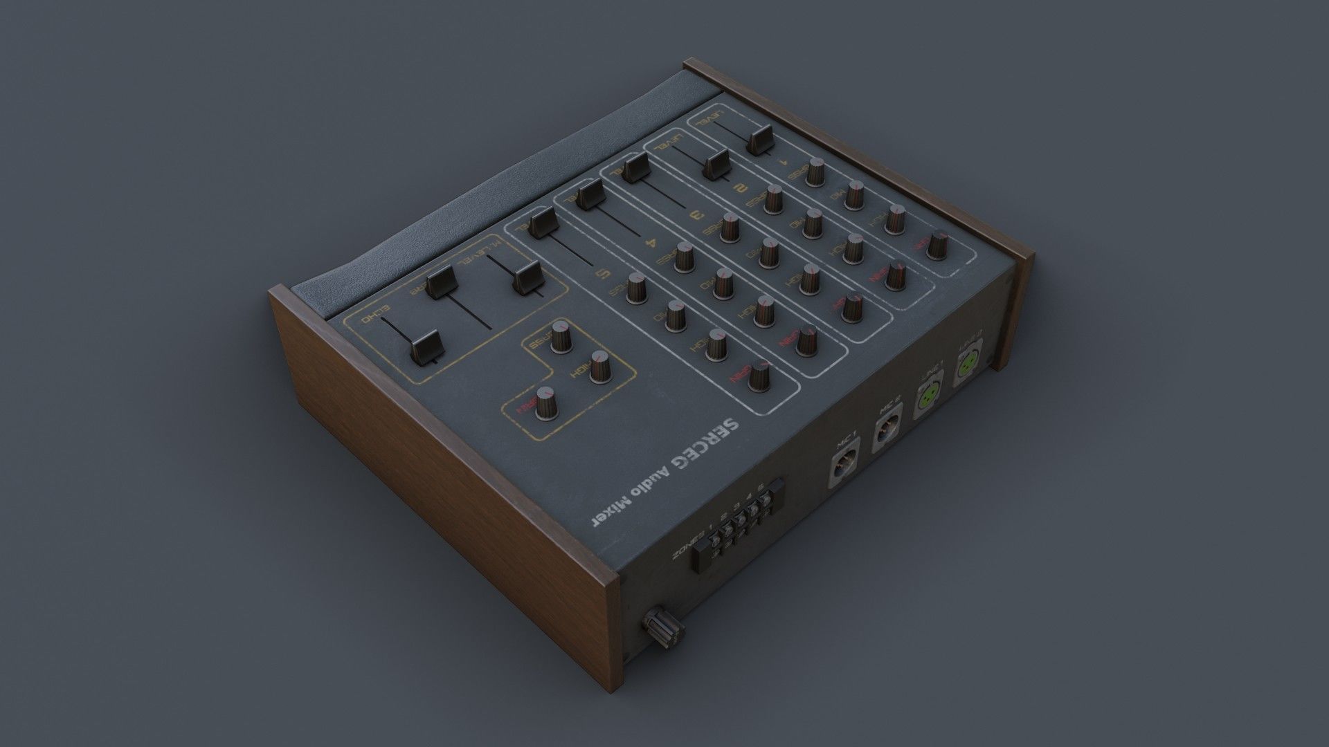 Vintage Audio Mixer Low-poly 3D model_10