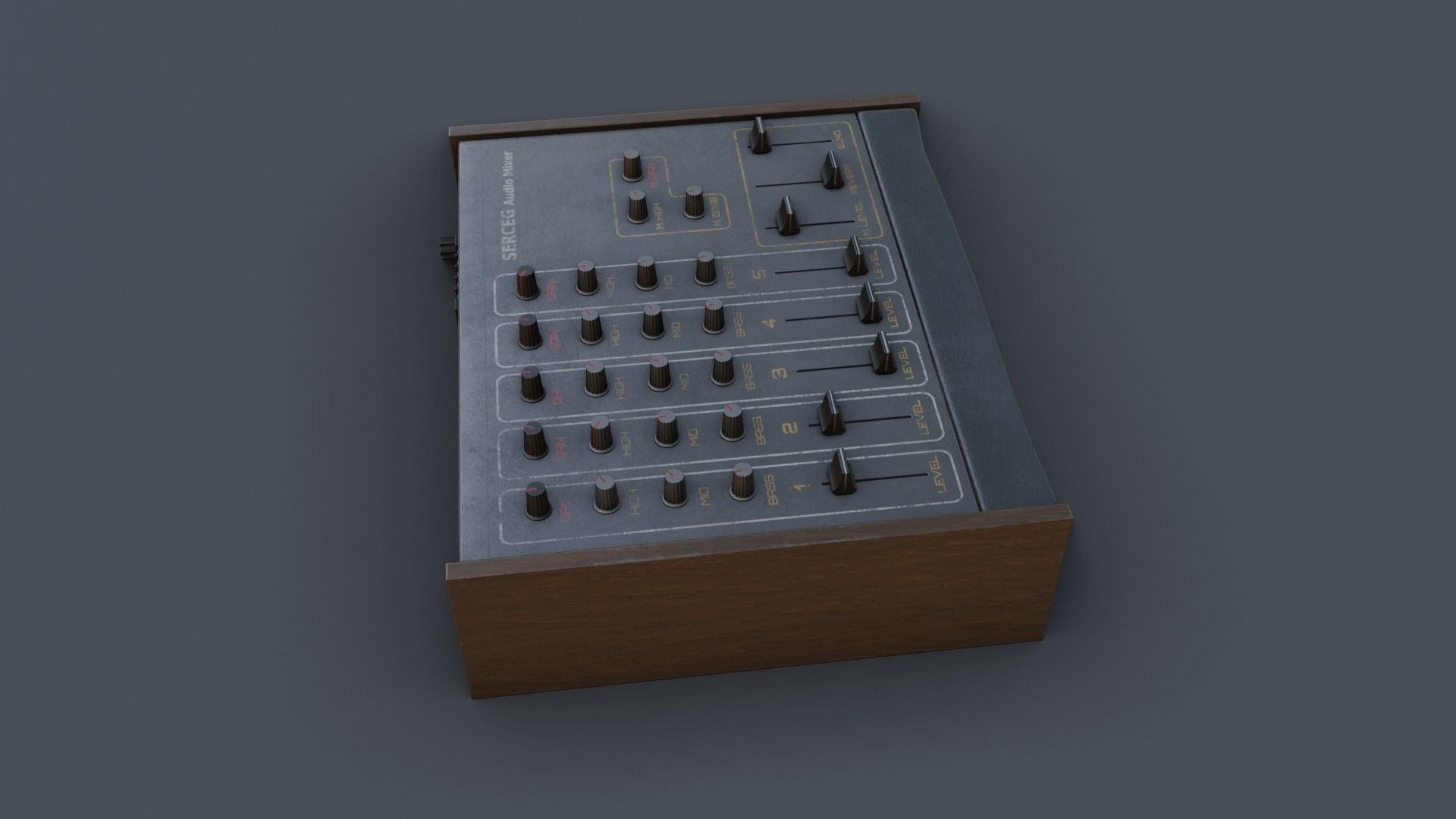 Vintage Audio Mixer Low-poly 3D model_22