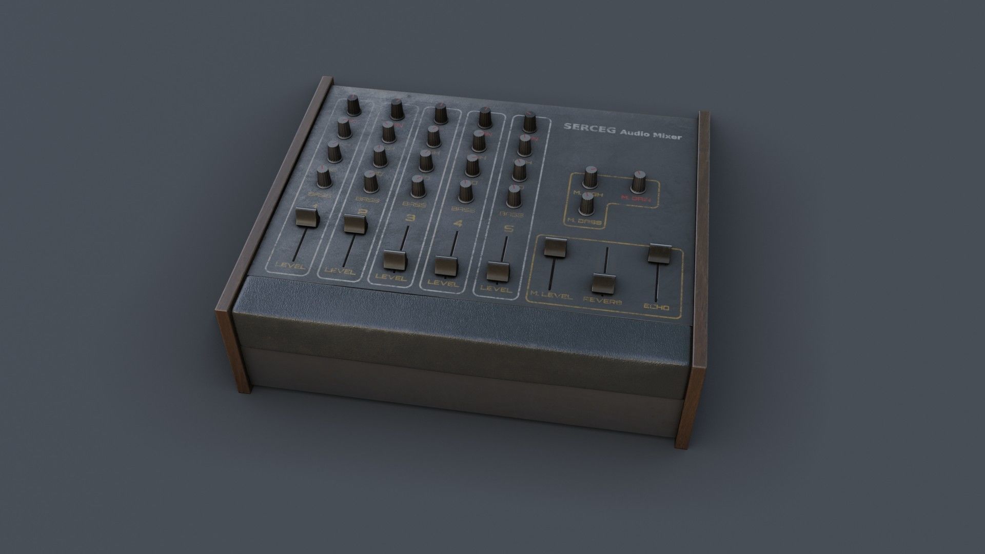 Vintage Audio Mixer Low-poly 3D model_32