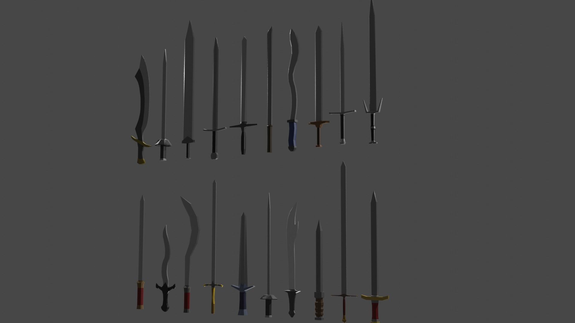 Sword Set Lowpoly Style Low-poly 3D model_17