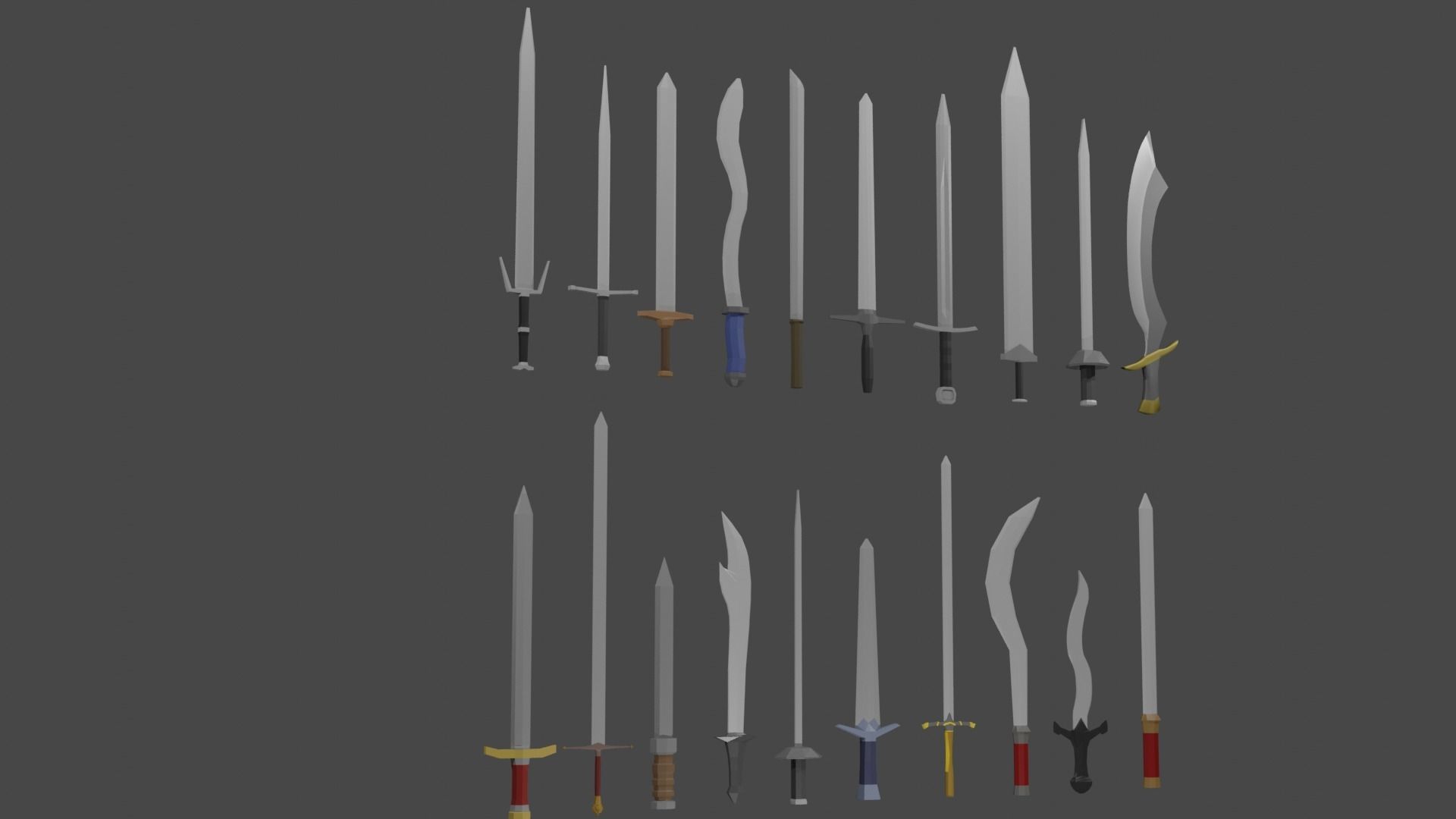 Sword Set Lowpoly Style Low-poly 3D model_23