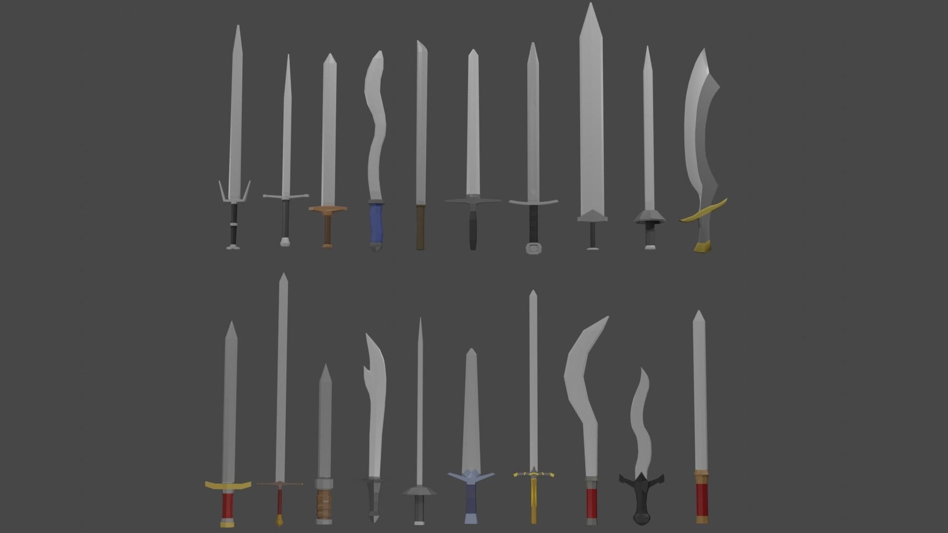 Sword Set Lowpoly Style Low-poly 3D model_2