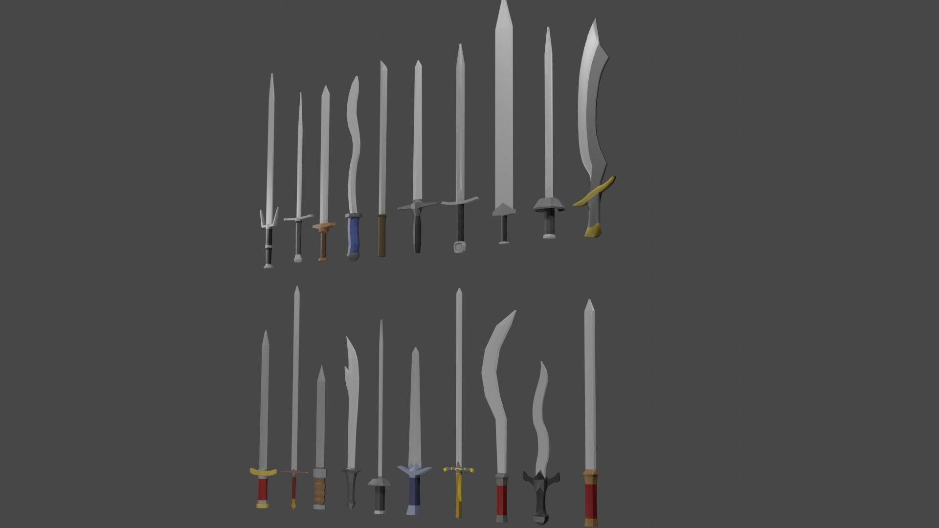 Sword Set Lowpoly Style Low-poly 3D model_4