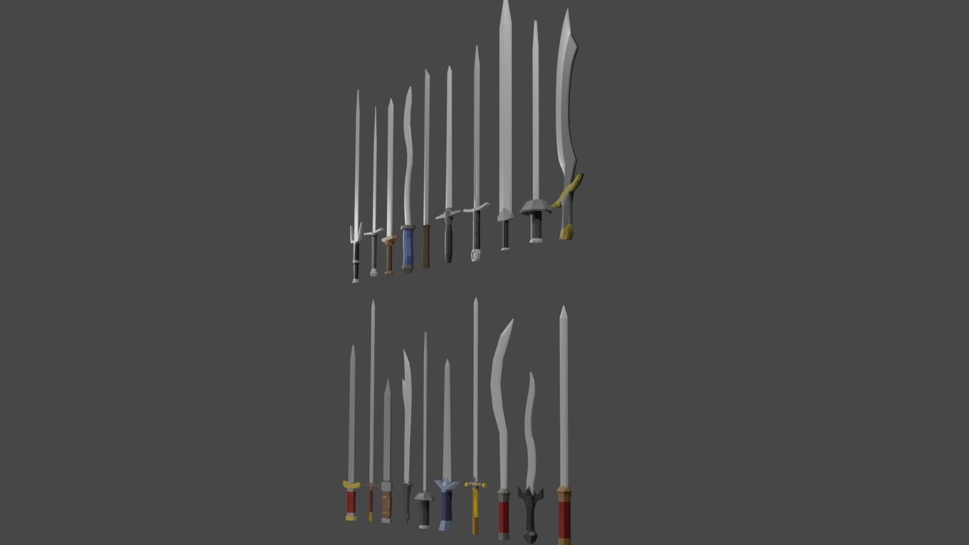Sword Set Lowpoly Style Low-poly 3D model_7